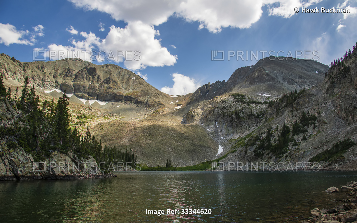 Lake Agnes and Mount Michthofen in the Rocky Mountains; Colorado, United States ...